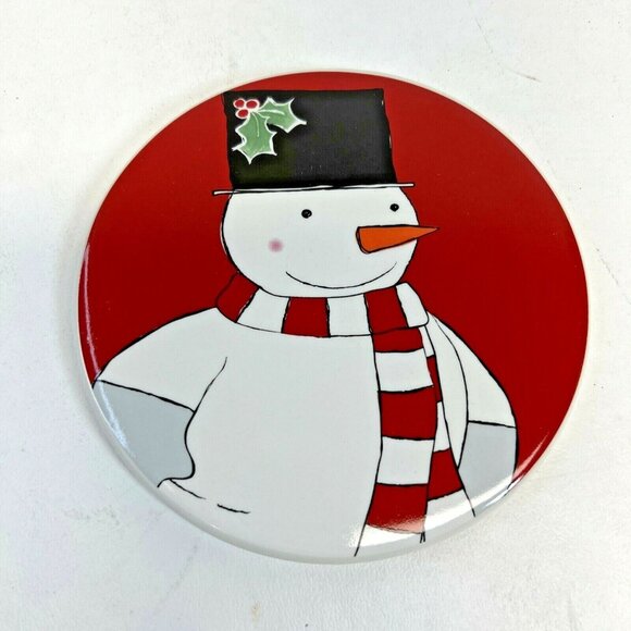 Kohls Christmas Snowmen Yuletide Set of 4 Beverage Drink Coaster - Picture 4 of 8